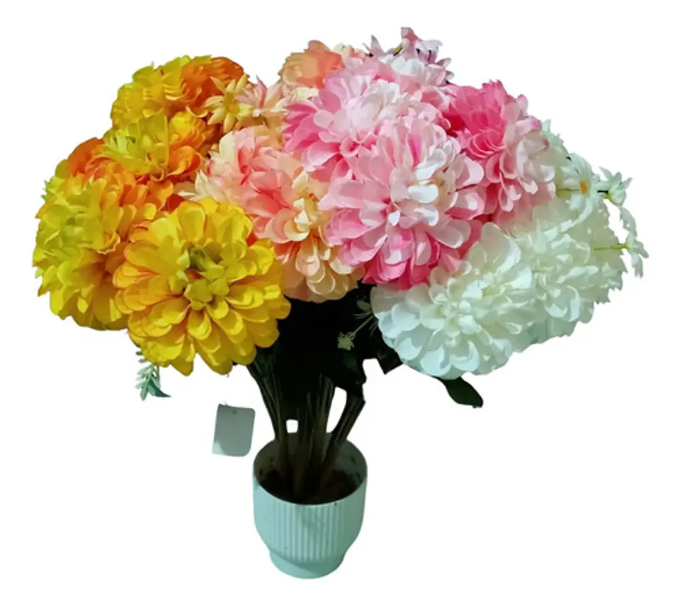 Ramo De Flores Artificiales Dalias Realistas Decoración 6