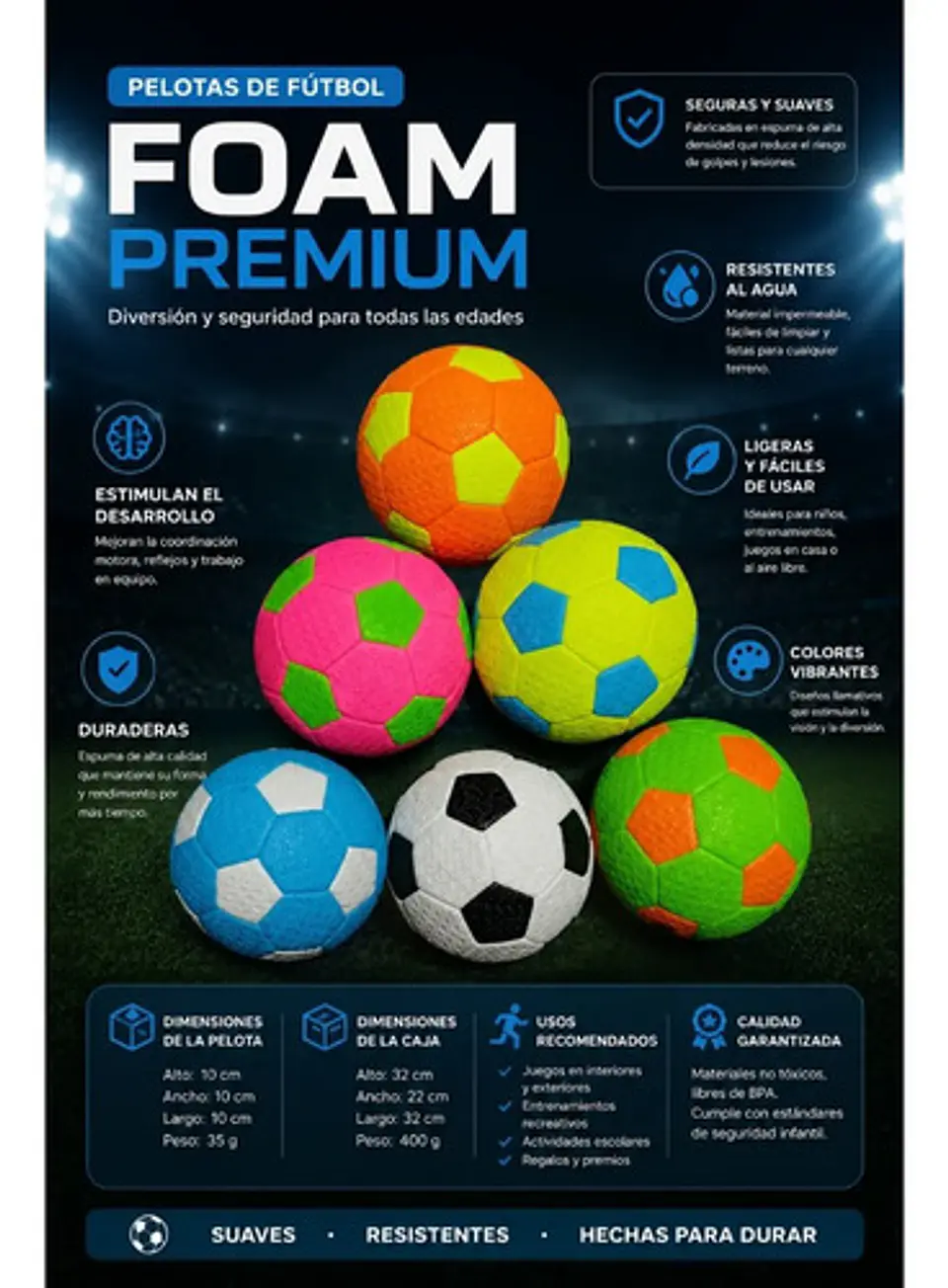 Pelotas De Fútbol Foam Multicolor  Suaves, Livianas 4