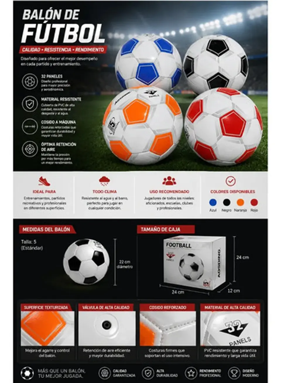 Balón De Fútbol Premium Para Competencia Y Entrenamiento 4