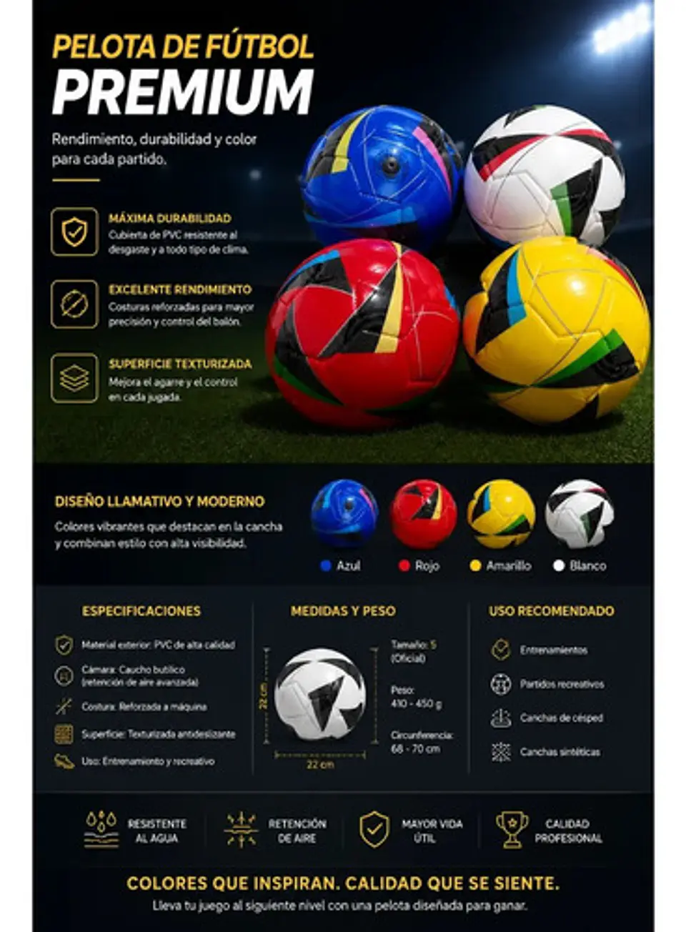 Balón Deportivo Resistente  Ideal Para Toda La Familia 4