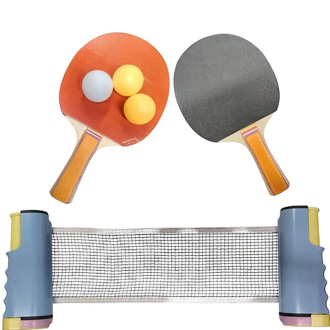 Set De Tenis De Mesa Portátil Rojo Con 2 Paletas Y 3 Pelotas