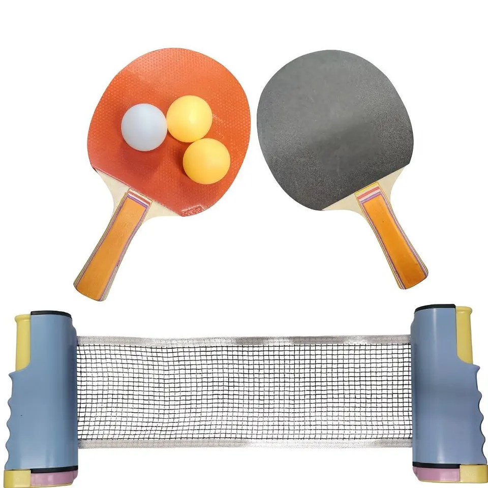 Set De Tenis De Mesa Portátil Rojo Con 2 Paletas Y 3 Pelotas 1
