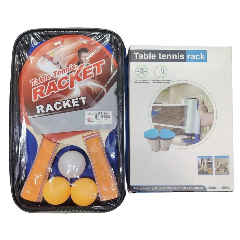 Set De Tenis De Mesa Portátil Rojo Con 2 Paletas Y 3 Pelotas 4