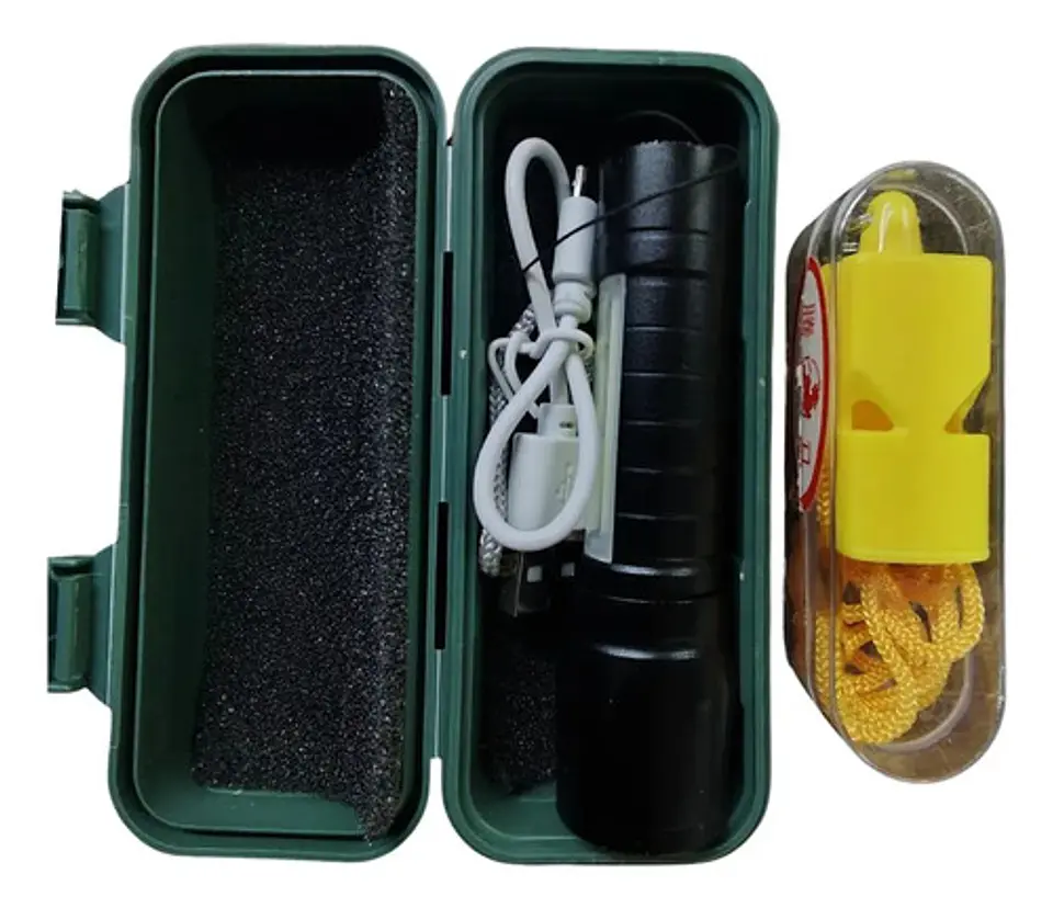 Kit Linterna Led + Silbato Emergencia Camping Supervivencia 4
