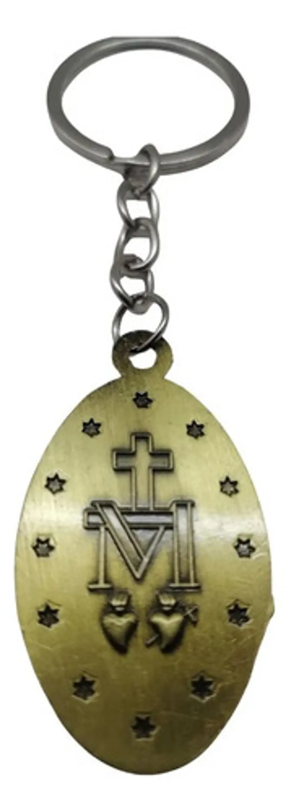 Llavero Virgen Milagrosa Medalla Religiosa Protección Verde/bronce 2