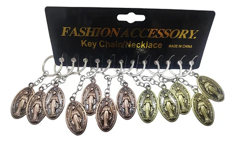 Set De 12 Llavero Virgen Milagrosa Metálicos  Protección