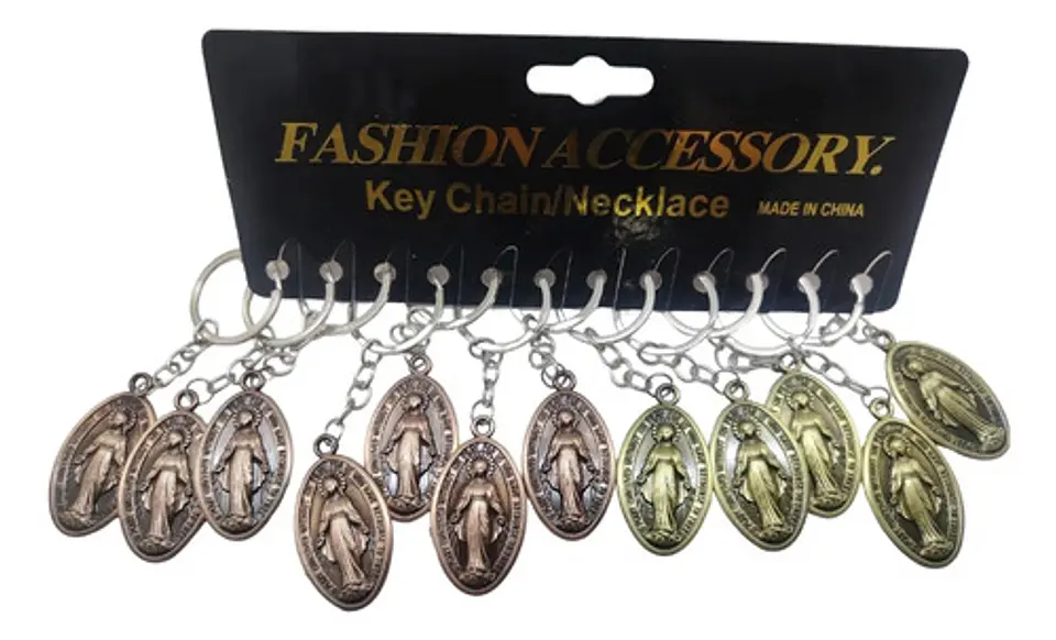 Set De 12 Llavero Virgen Milagrosa Metálicos  Protección 1