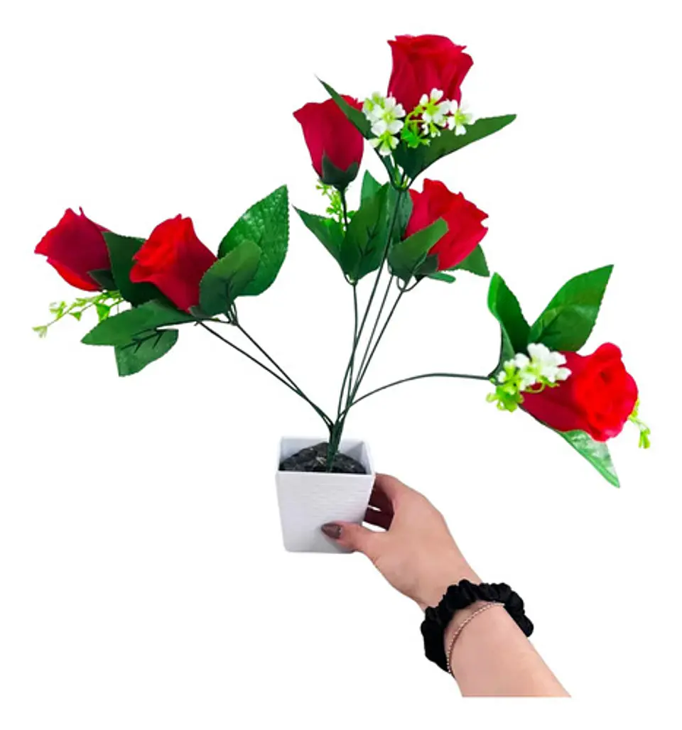 Arreglo Floral De Rosas Rojas Artificiales Para Decorar 4