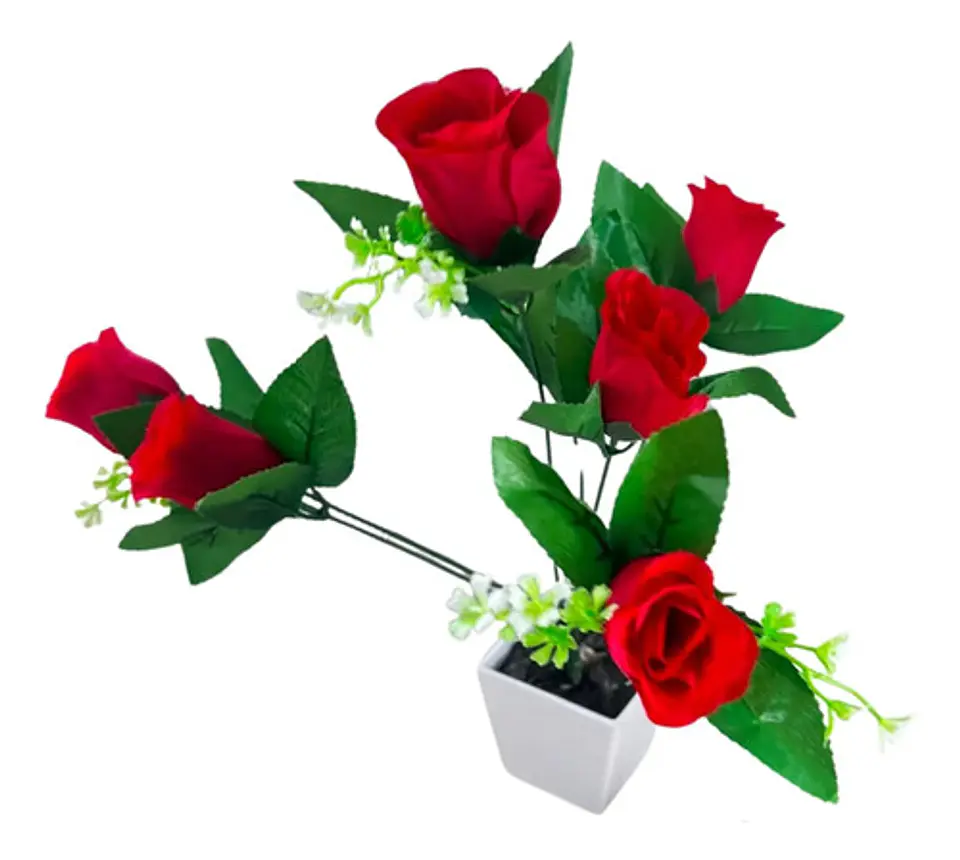 Arreglo Floral De Rosas Rojas Artificiales Para Decorar 5