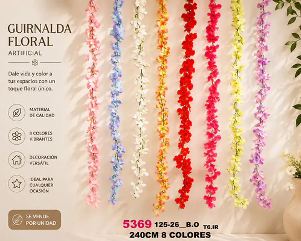 Guirnalda Floral Artificial Multicolor Para Decorar El Hogar 2