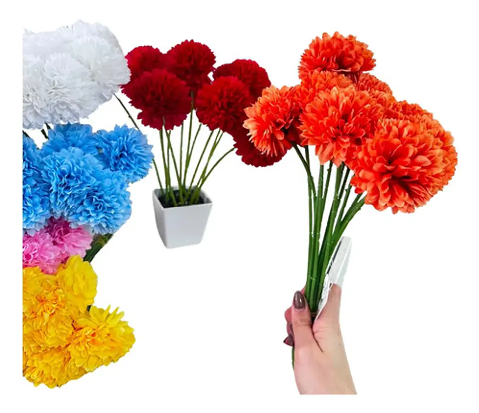 Pompón Artificial Multicolor 29 Cm Flores Para Decoración 8