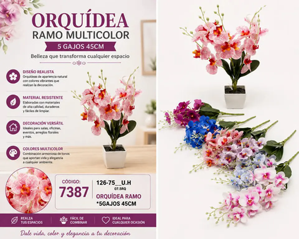 Orquídea Artificial Elegante Para Arreglos Florales Decorado 2