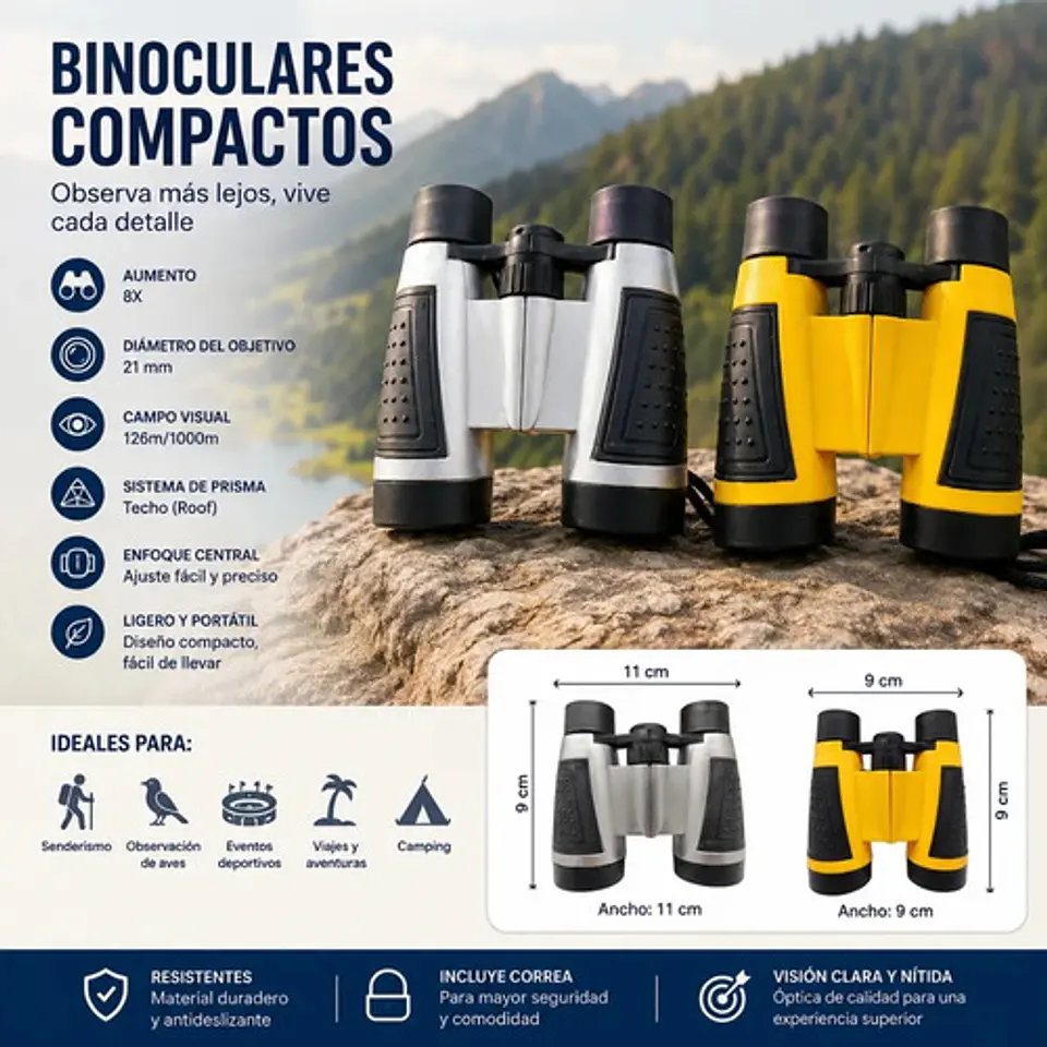 Binoculares Compactos 8x Para Camping Viajes Y Aves 2