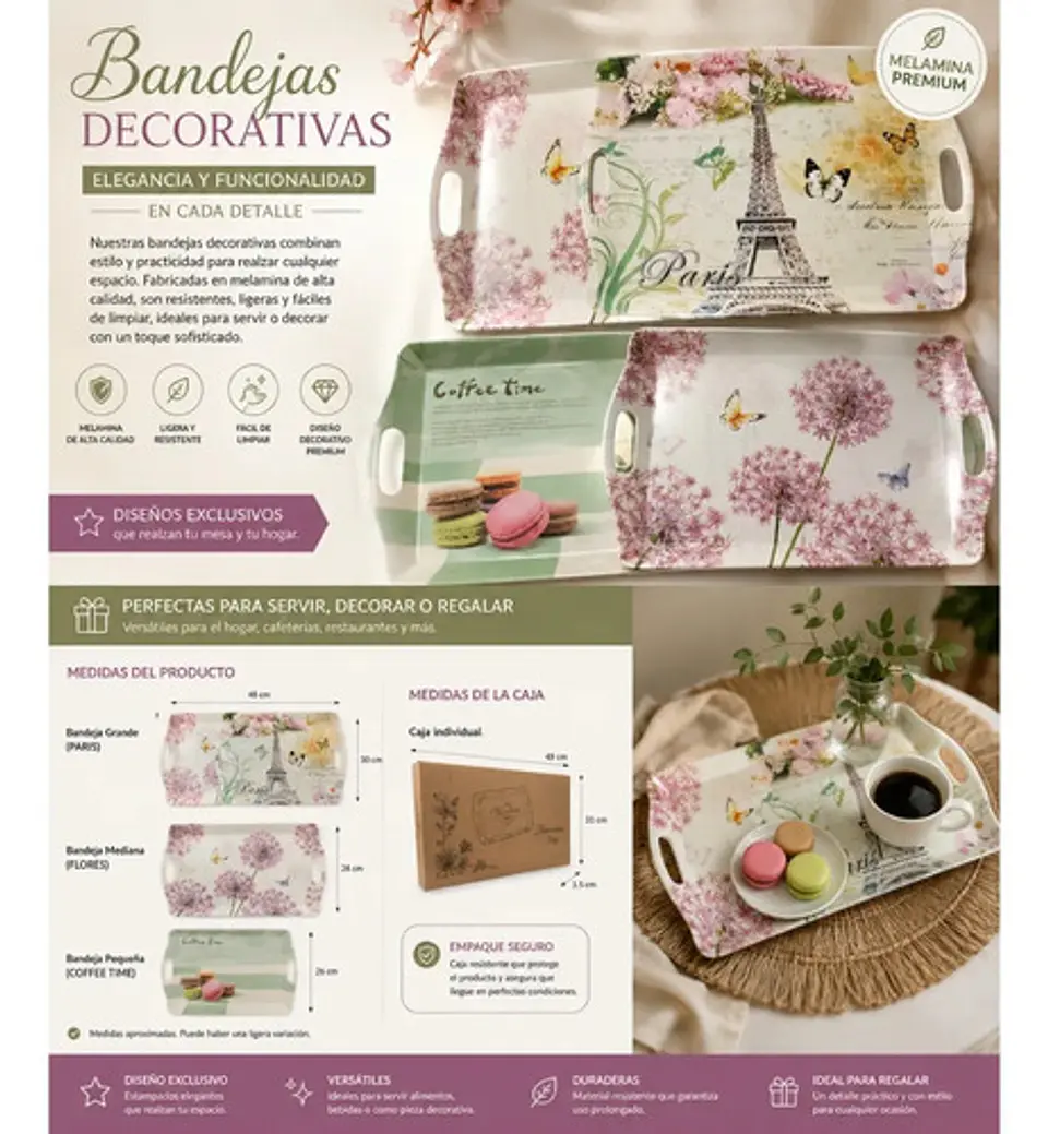 Bandeja Decorativa Multiuso Para Hogar Premium 3