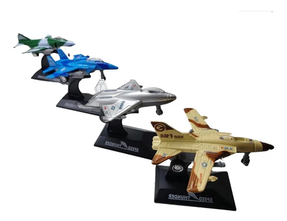 Avión De Combate Juguete Militar Con Base Exhibidora 3