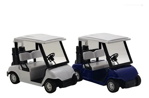 Carrito De Golf Miniatura Blanco Y Azul Coleccionable