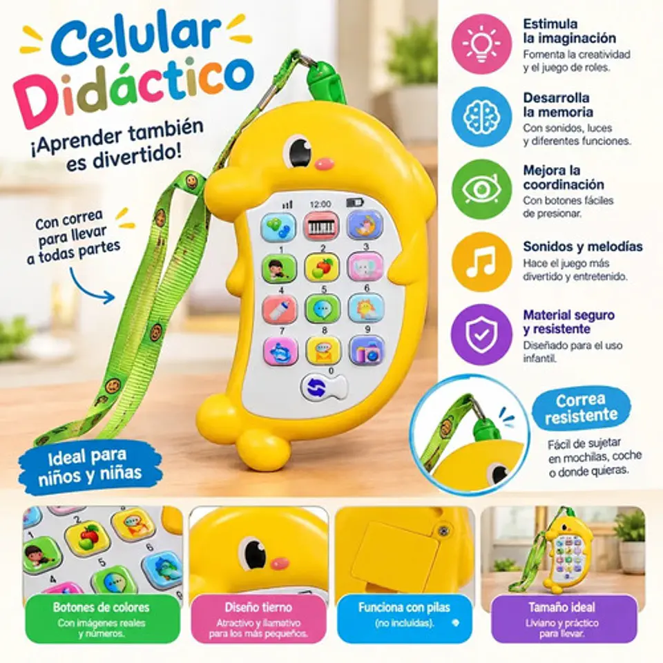 Celular Didáctico Infantil Juguete Educativo Interactivo 4