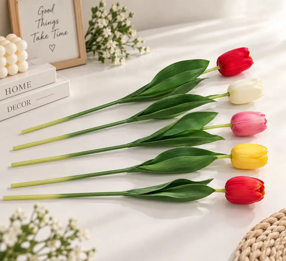 Flor Tulipán Artificial Multicolor Para Adornar Tus Espacios 1
