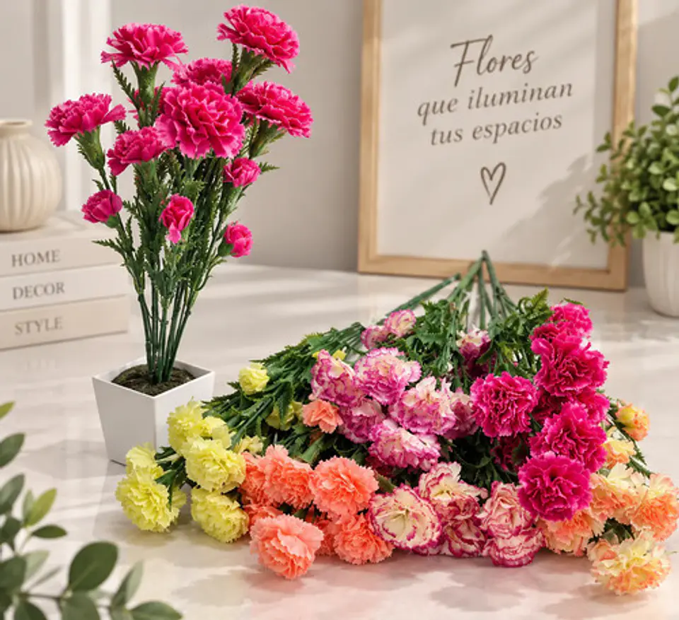 Flores De Clavel Artificial Para Decoración Hogar Y Eventos 1