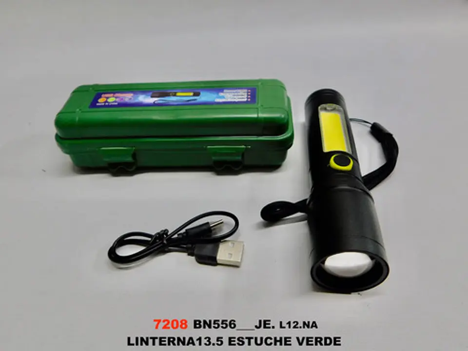 Linterna Táctica Recargable Usb Con Luz Cob Y Estuche 6
