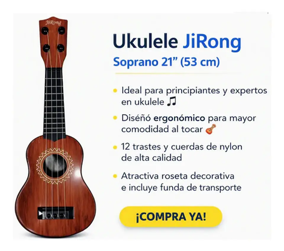 Ukulele Jirong  Sonido Brillante Y Afinación Precisa 2