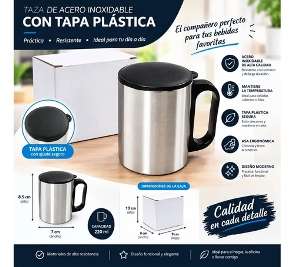Taza Termica De Acero Inoxidable Con Tapa Hermetica 220 Ml 3