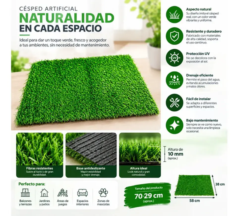 Cesped Artificial Pasto Sintetico Decorativo Balcon Terrazas Variedad 4