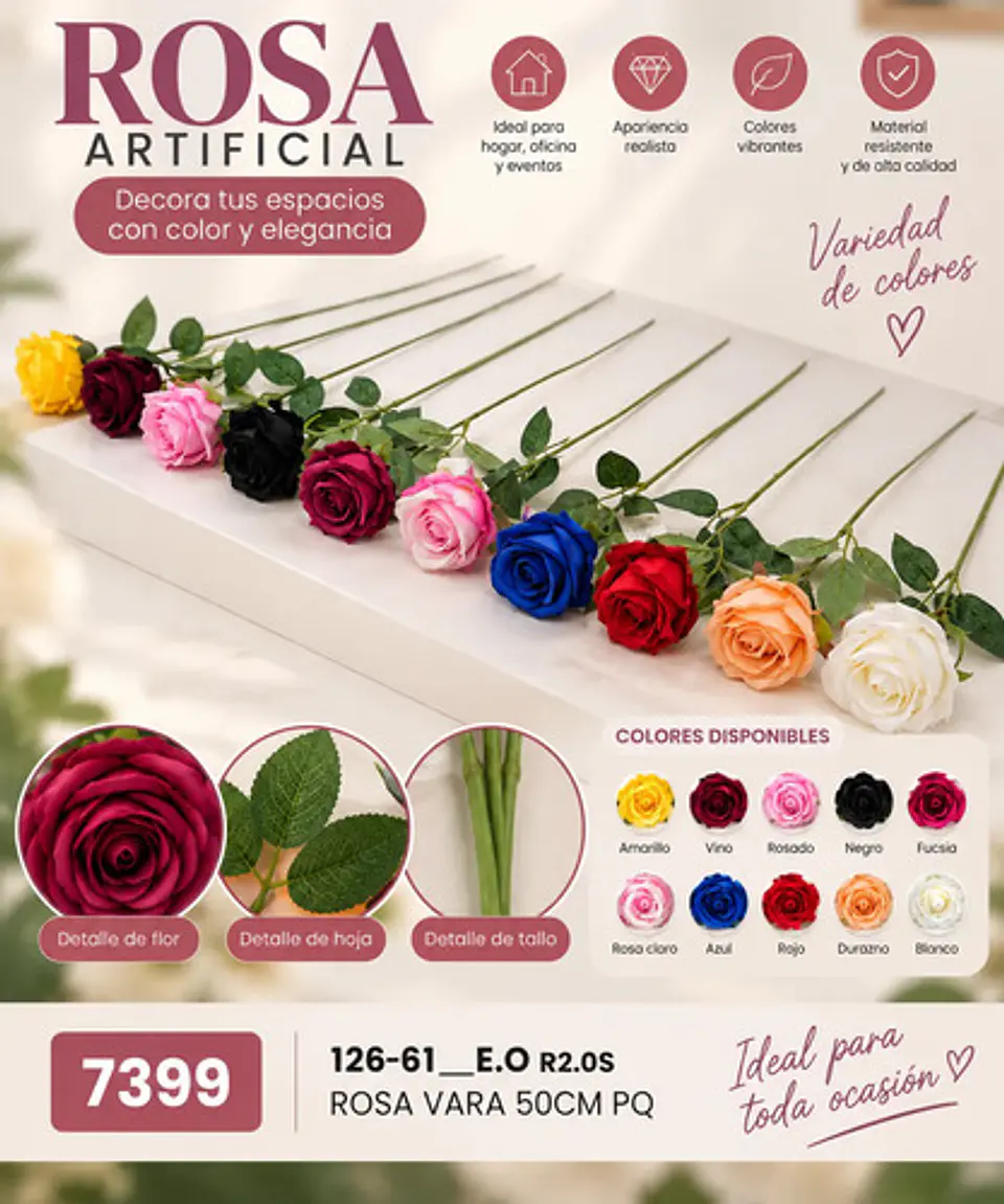 Rosa Artificial Multicolor Elegante Para Decorar Tus Espacio 2