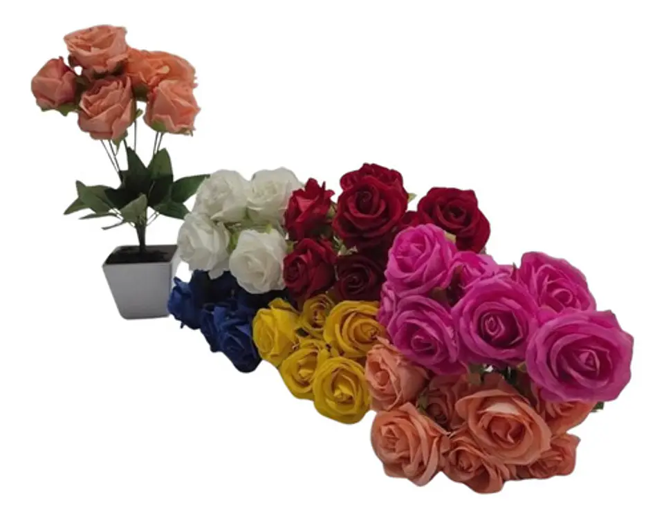 Ramo De Rosas Artificiales Multicolor Para Decorar Tu Hogar. 8