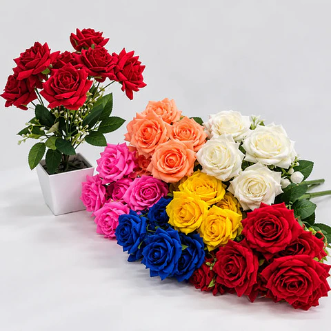 Ramo De Rosas Artificiales Multicolor Para Decorar Tu Hogar