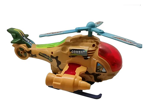 Helicóptero Militar De Juguete Con Luz Led Caqui