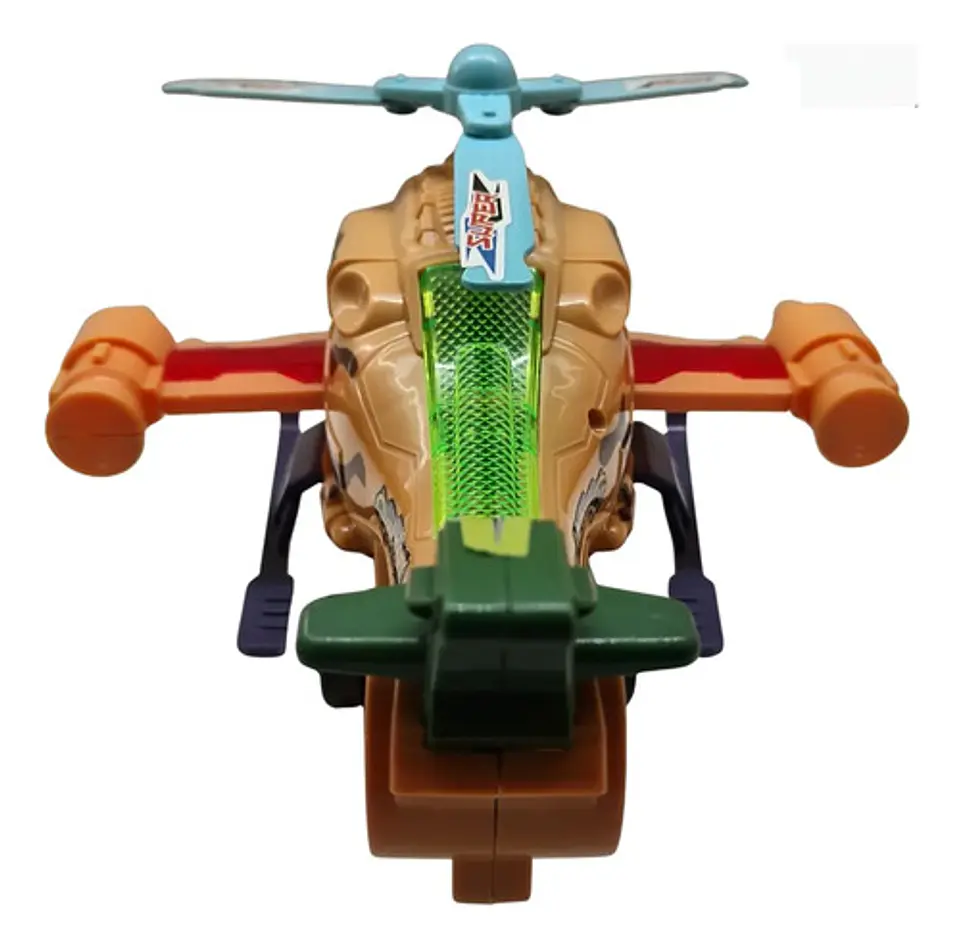 Helicóptero Militar De Juguete Con Luz Led Caqui 4