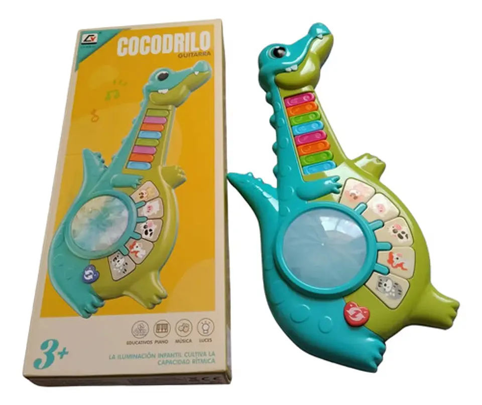 Guitarra Musical Infantil Cocodrilo Con Luces Y Sonidos 2