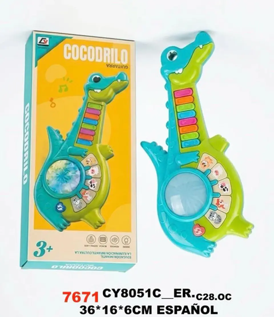 Guitarra Musical Infantil Cocodrilo Con Luces Y Sonidos 6
