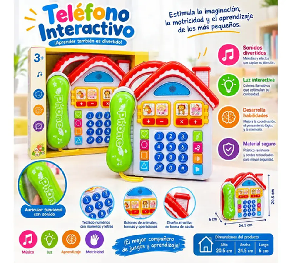 Juguete Teléfono Didáctico Casita  Estimulación Temprana 3
