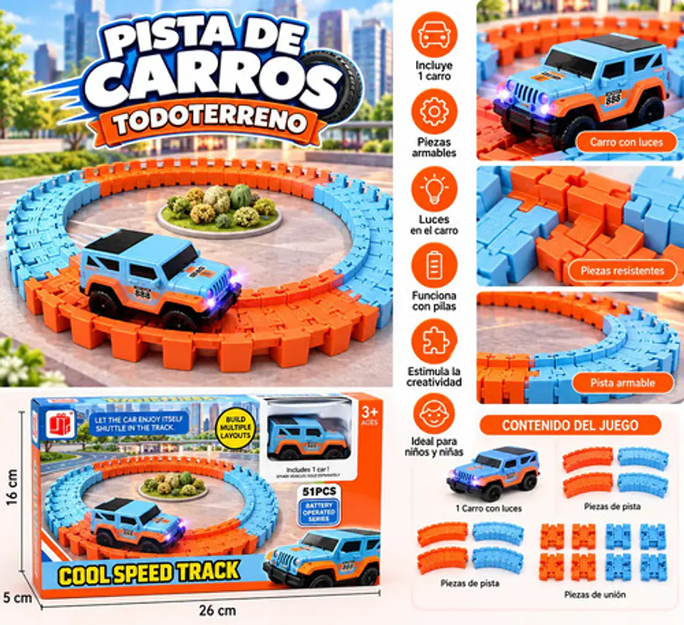 Pista De Carros Infantil Todoterreno Para Juegos Y Aventuras 2