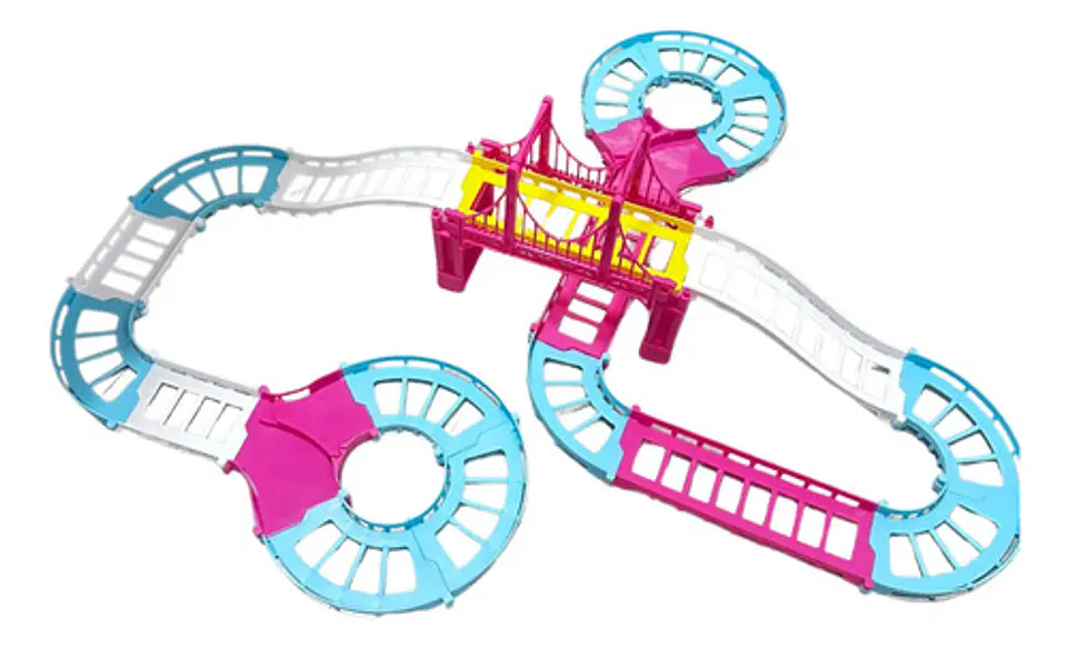 Pista De Carros Infantil Rosa Con Puente Para Niñas Y Niños 4