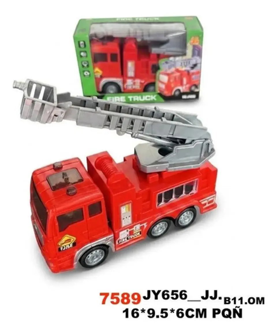 Camión De Bomberos Infantil Con Escalera Extensible Rojo 7