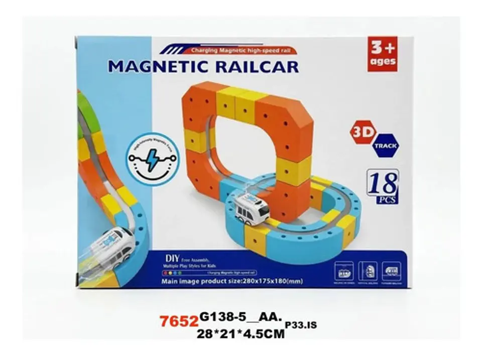 Pista Magnética De Tren Infantil Con Circuito Y Curvas 8