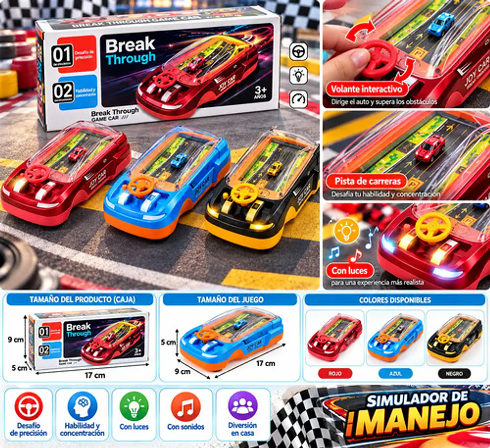 Simulador De Manejo Infantil Con Volante Y Pista De Carrera 2