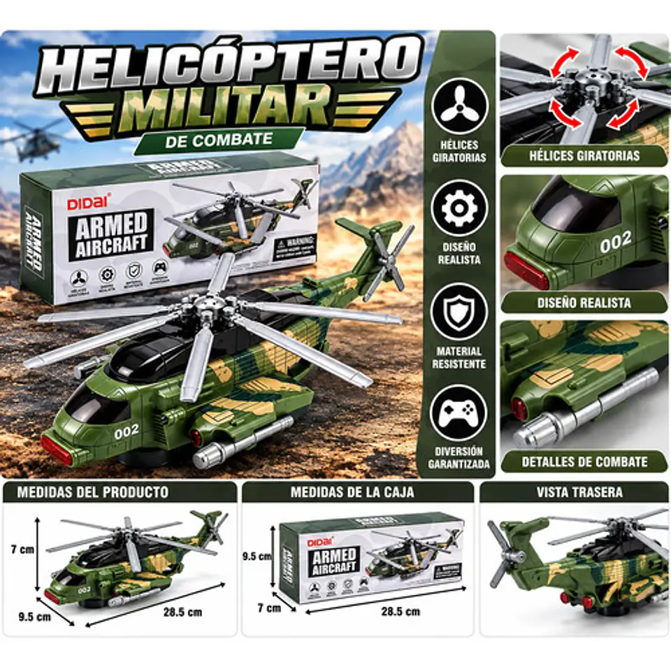 Helicóptero Militar De Juguete Con Hélices Giratorias Rosa 2