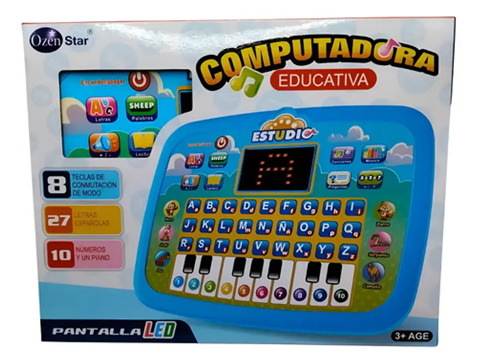 Juguete Didáctico Niños Computadora Tablet Pantalla Led 3+ 4