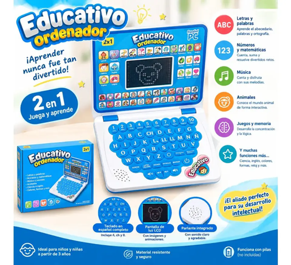 Laptop Educativa Laptop De Juguete Interactiva 2 En 1 6