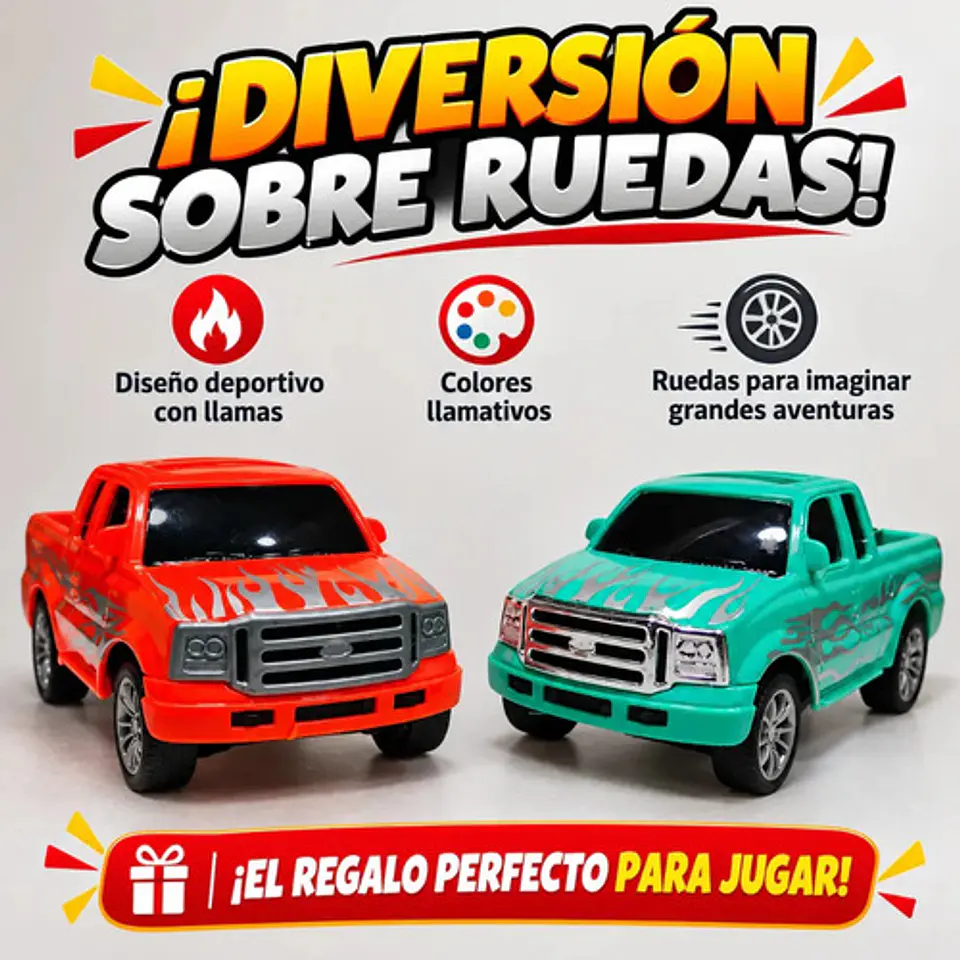 Camioneta De Juguete Pickup Para Niños Diseño Deportivo Camioneta Azul/naranja 2