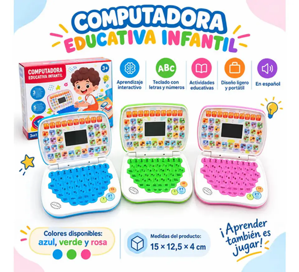 Mini Laptop Didáctica Infantil Aprende Jugando Letras Número 4