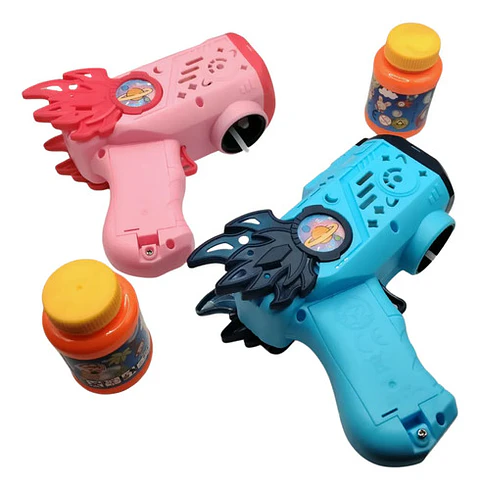 Pistola Lanzaburbujas Estilo Cósmico Con Luces Multicolor Azul/rosa