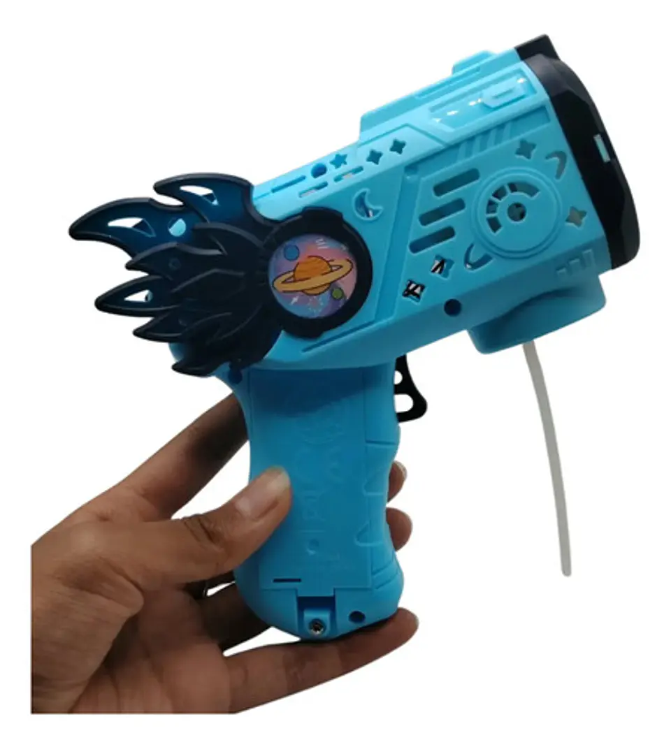 Pistola Lanzaburbujas Estilo Cósmico Con Luces Multicolor Azul/rosa 2