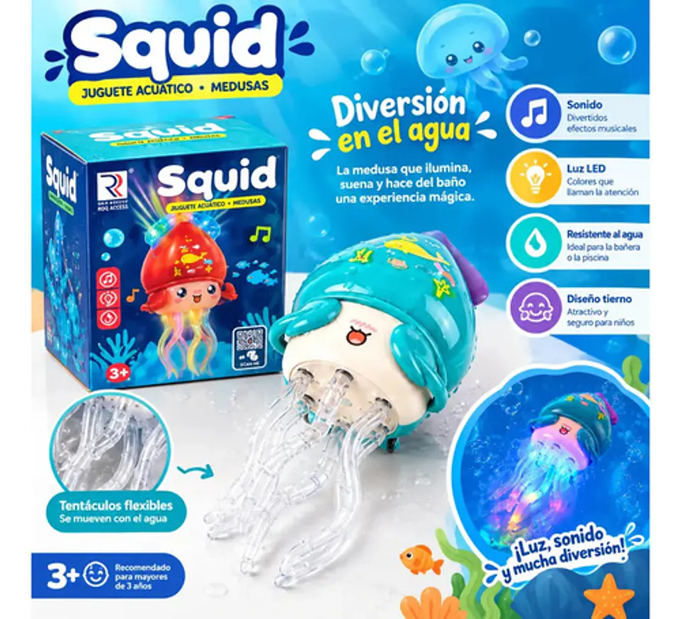 Medusa Acuática Squid Con Luces Led Y Sonido Para Niños 4