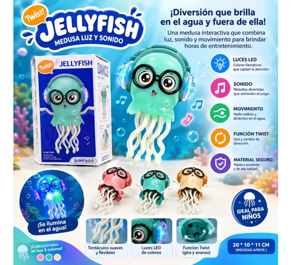 Medusa Juguete Interactiva Con Luces Led, Sonido Movimiento 4