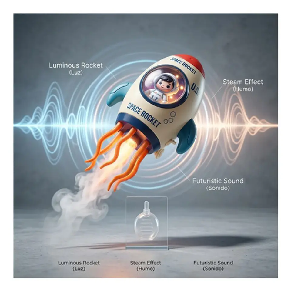 Cohete Espacial Juguete Con Luz Sonido Y Humo Premium 5